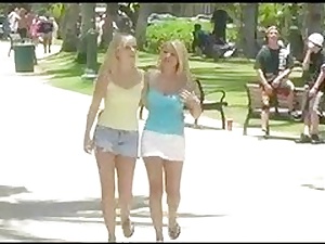 two Hot Blonde Infancy Flash & Play In Public!